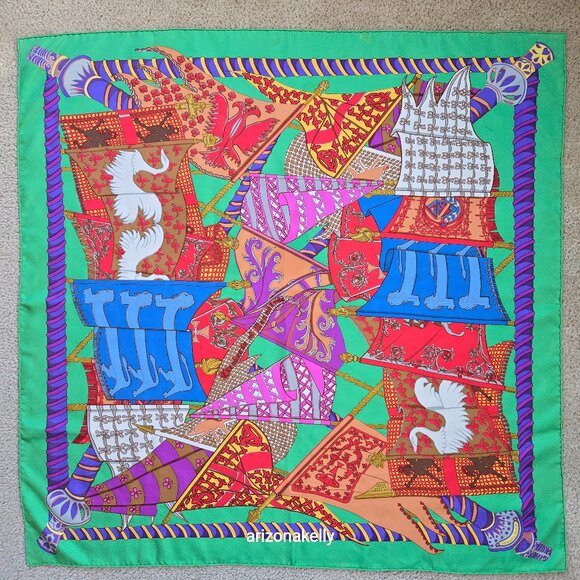 Hermès Silk Scarf Etendards et Bannières by Annie Faivre Green